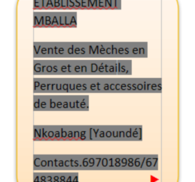 ETS MBELLA   VENTE D...