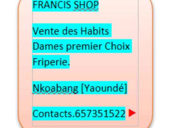FRANCIS SHOP | VENTE DES HABITS DAMES PREMIER CHOIX FRIPPERIE | YAOUNDE NKOABANG CONTACT: +237657351522 